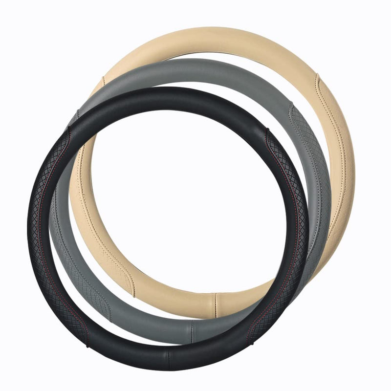 VARGTR Steering Wheel Cover, Microfiber Leather Steering Wheel Cover with Classic Embossing,Anti-Slip Breathable Auto Car Steering Wheel Cover Fit 15 Inch Car Wheel Protector (Beige) Beige