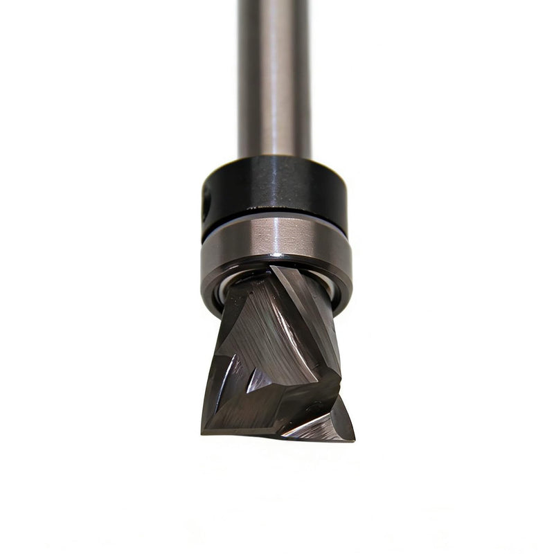 Carbide Compression Flush Trim Router Bit 1/4 Shank 1/2" Dia. 1/2" Cut H | Top Bearing for Flush Trimming, Stay-Sharp Hardened Edges, Polished Surface Reduces Friction, 2+2 Spiral Prevents Tear-Out 1/2" Dia,1/2" Height,1/4 Shank