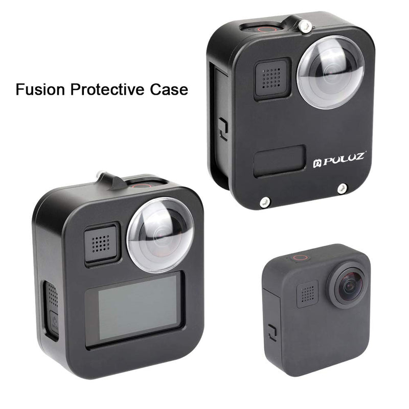 PULUZ Housing Shell Protective Cage for GoPro Max, CNC Aluminum Alloy Frame Case with Lens Protection & Mounting Accessories