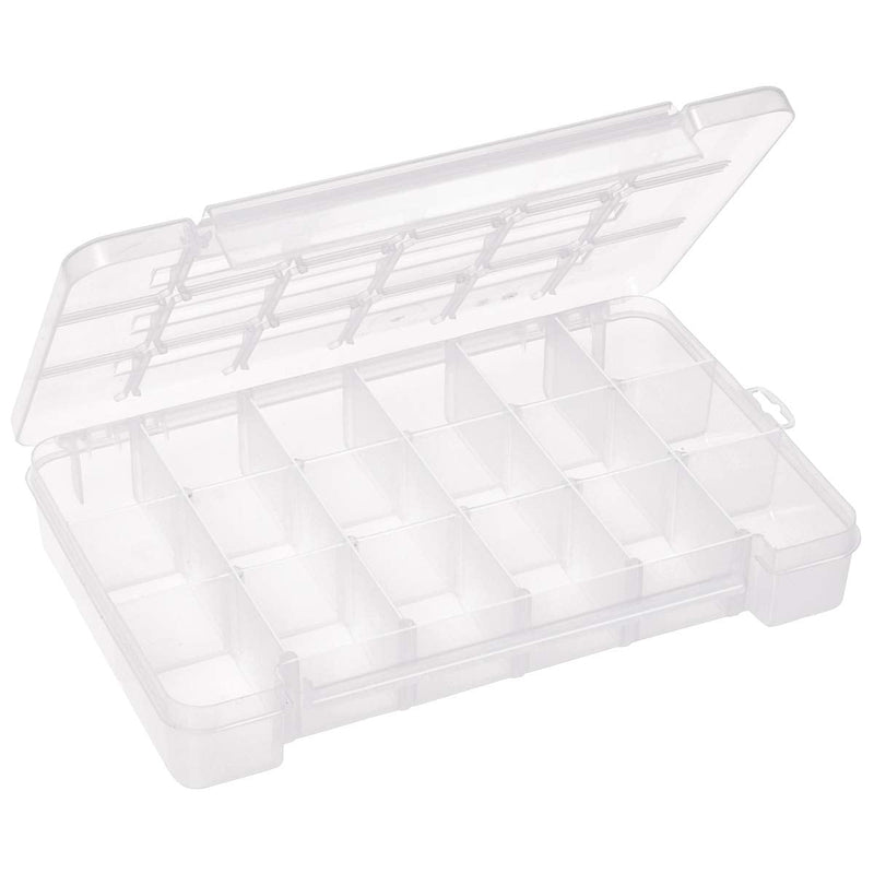Akro-Mils 05905 Plastic Portable Parts Storage Case for Hardware and Crafts with Hinged Lid and 5 Adjustable Dividers, (14-3/8-Inch x 9-1/2-Inch x 2-1/2-Inch), Large, Clear 1-Pack