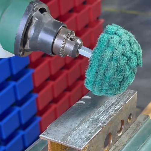 6 Pcs Scouring Pads Non Woven Abrasive Drill Cleaning Kit, Abrasive Buffing Polishing Wheel Drill Attachment Set, 3 Green and 3 Red Green/Red