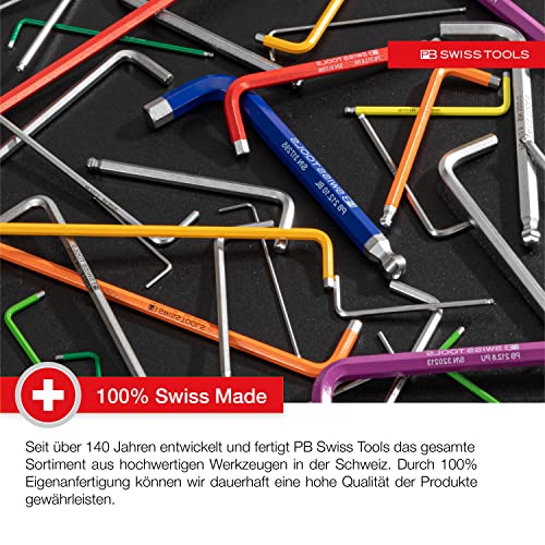 PB Swiss Tools Hex Key Set PB 212.LH-8 CN | 100% Swiss Made | 8-Piece Allen Wrench Set Size 1.5-8 mm with Ball End, in Practical Holder Set Contents: 8 pieces