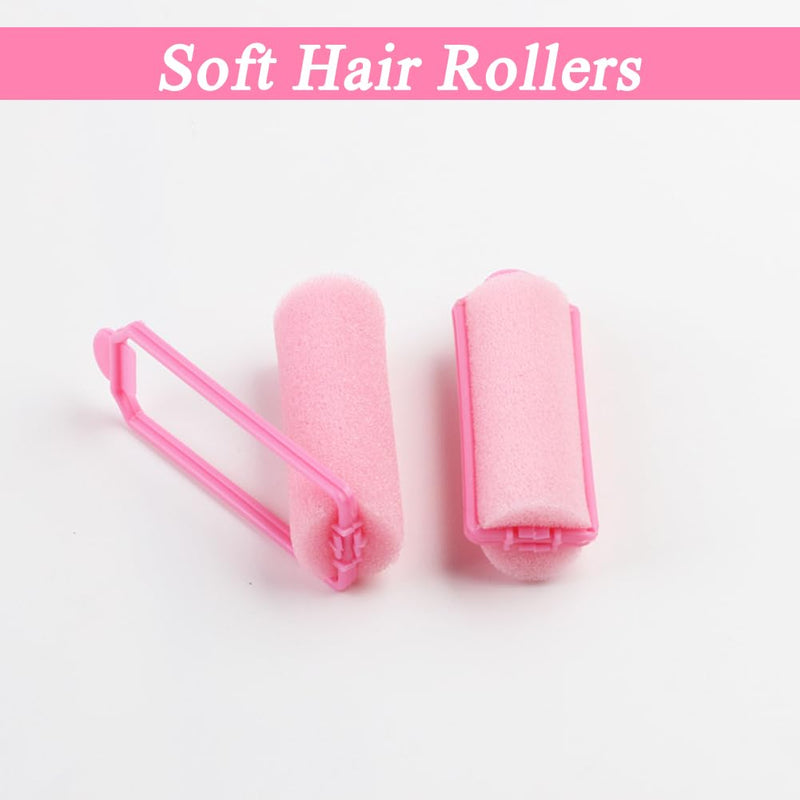  [AUSTRALIA] - 28PCS Pink Soft Sponge Foam Heatless Hair Curlers, Overnight No Heat Hair Rollers for Medium Short Hair, Damage-Free DIY Hair Styling Tools for Women Girls