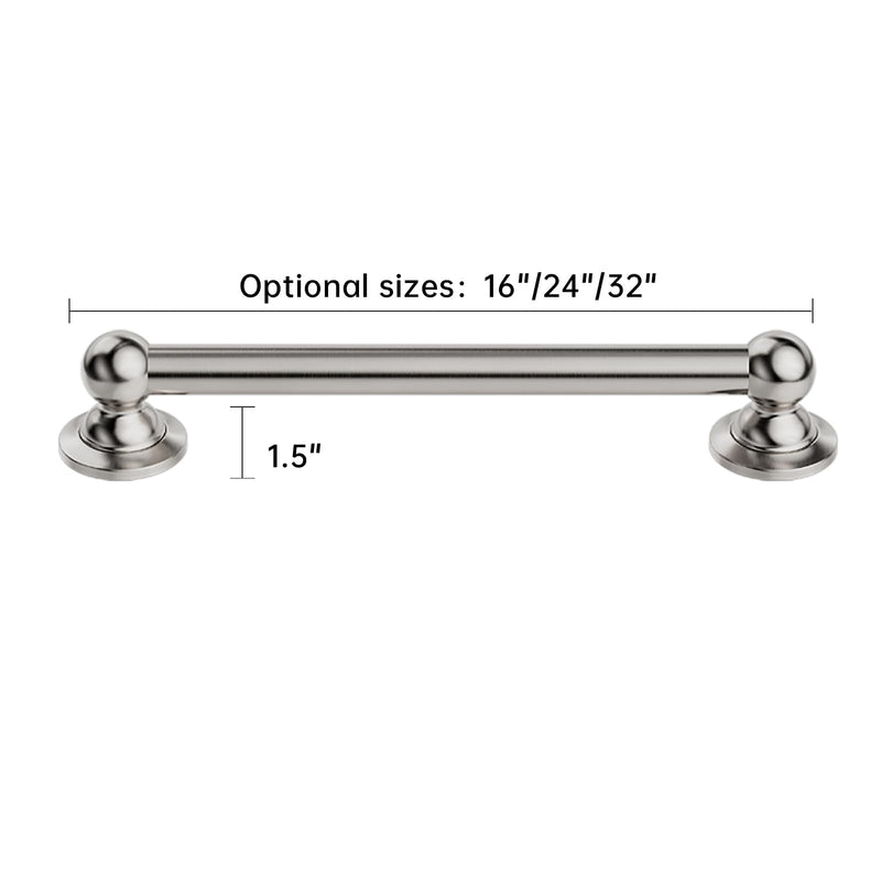 Heavy Duty ADA Grab Bar for Seniors - 16/24/32 Inch Stainless Steel with Reinforced Plastic Base, 500lb Capacity Safety Rail (Brushed Stainless Teel, 16 inch) Brushed stainless teel