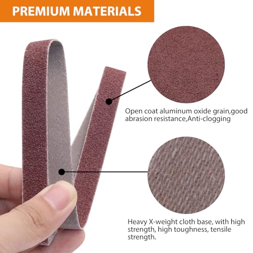 TAOKYID 36 Pack 1/2 x 18 Inch Sanding Belts for Air Belt Sander, Aluminum Oxide File Abrasive Belts 1/2-Inch x 18-Inch, 12 Each of 40/60/80 Assorted Grits 1/2x18 Sanding Belt Sandpaper 1/2x18 inch 36Pcs