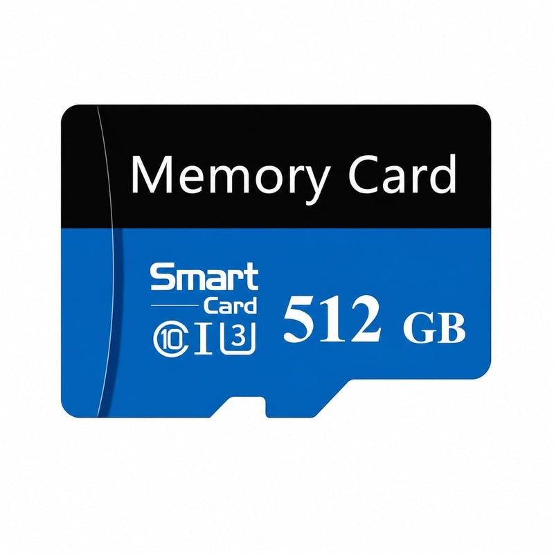 SD Card 512GB with Adapter, TF Memory Card, 512G UHS-I Class 10 A1 Memory Card for Smartphones, Cameras, Tablets (Blue)