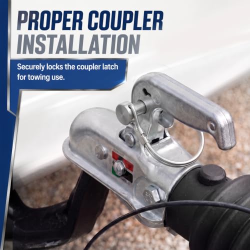 Hicarer 6 Pack 3/8" X 2-3/4"（9.5mm X 70mm） Safety Coupler Pins, Trailer Coupler Pin, 316 Stainless Steel Trailers Hitch Pin Heavy Duty Trailer Latch Pins with Wire Retainer for Boat Farm Equipment 3/8" X 2-3/4"（9.5mm X 70mm）