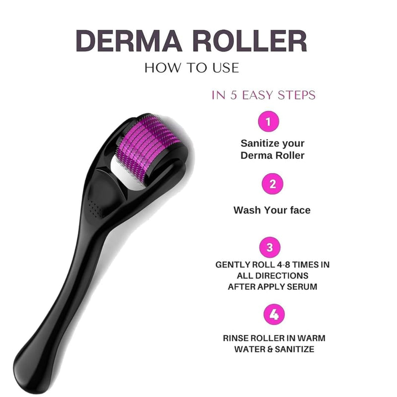 Professional LUXECARE Derma Roller for Hair & Beard Growth 540 Titanium Micro Needling Rollers for Men and Women for Acne Scars, Face Wrinkles, Stretch Marks Hair Operation Scars (Red(1mm))