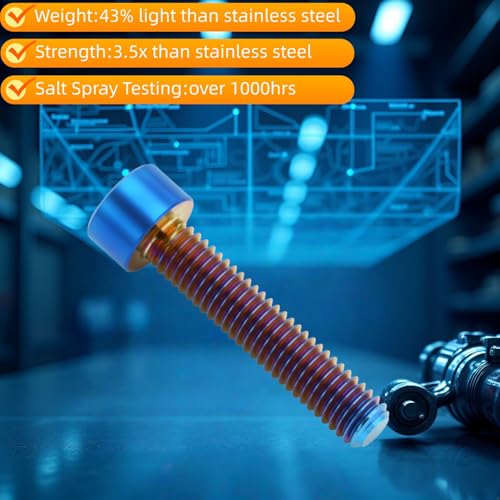 M8x30mm Titanium Hex Socket Bolts, Burnt Blue, 6PC M8X30