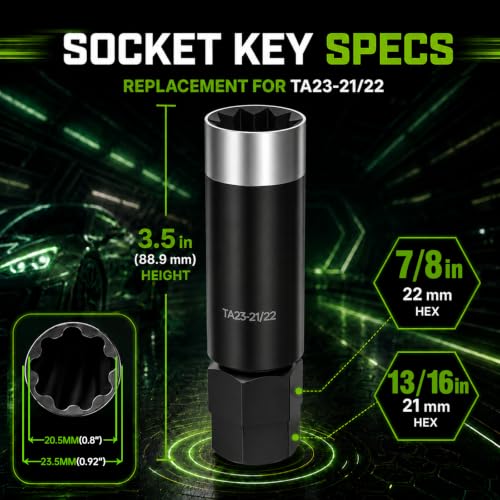 AUTOPTIM 10 Spline Lug Nut Socket Key - for TA23-21/22 Bimecc 10 Point Nuts