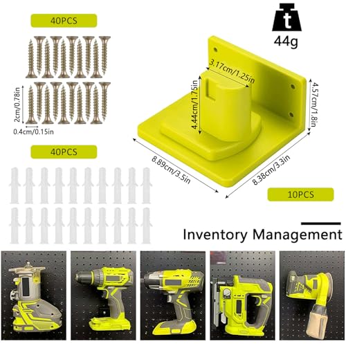 10 Pack Tool Holder Compatible with Ryobi 18V Wall Mount Plastic 10 Pack