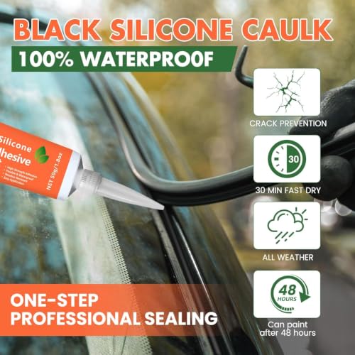 RTV Silicone Adhesive Sealant – 100% Silicone, Waterproof, Strong Adhesion, Shrink & Crack Resistant, All-Purpose Caulk for Car, Kitchen, Bathroom, Window & Door Sealing – 3.4 Fl. Oz (Grey) Grey