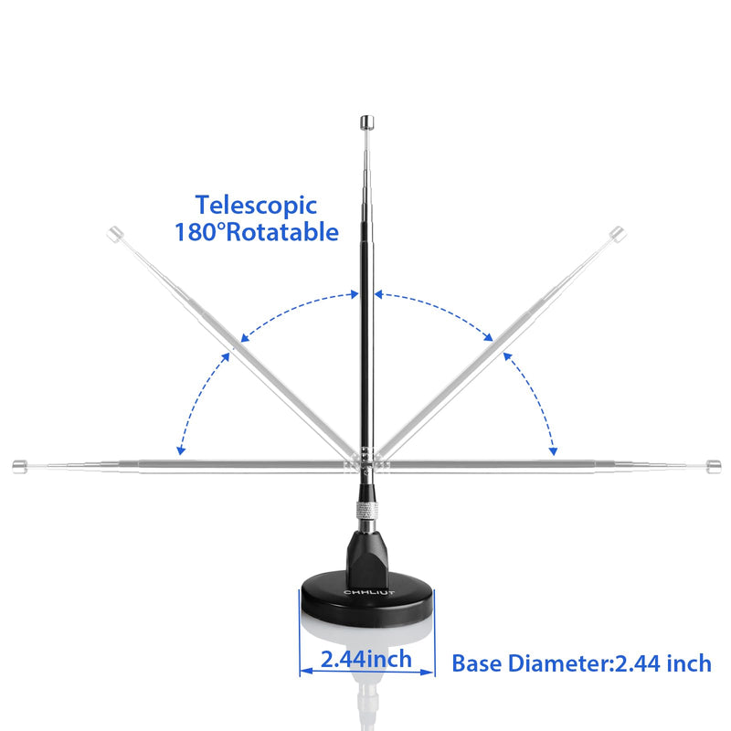 FM Antenna for Stereo Receiver – Magnetic Base, 16ft Coaxial Cable, Retractable, Perfect FM Reception for Home Theater System