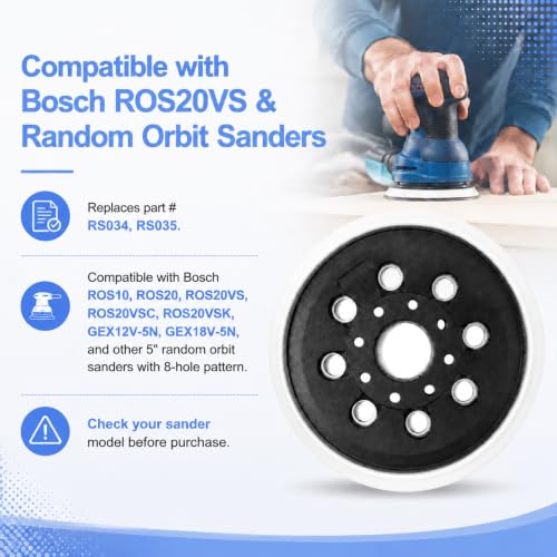 4-Pack 5" Orbital Sander Pad + Foam Kit Compatible Bosch ROS20VS