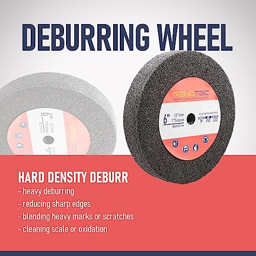 6 inch 9P Hardness Deburring Wheel, Pack of 3, 180 Grit, Nylon Fiber Buffing Wheels. for Bench Grinder Buffing Machine Polishing Stainless Steel. 1/2 inch Arbor, 1 inch Thickness Deburring Wheel 3 Pcs