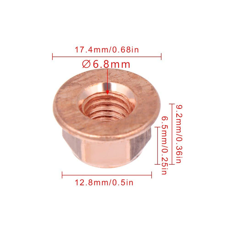 12Pcs Exhaust Manifold Nuts for Practical Copper Flashed Exhaust M8 Nut