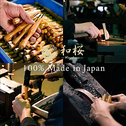 Wazakura 3PCS Bonsai Chisel Kit with Round Gouge, Single Bevel Skewed and V-Parting Tool, Hand Carving Tool Set for Jin Shari Making, Woodworking Knife Pack - Mini Size L6.22× W2.13× H0.71inch