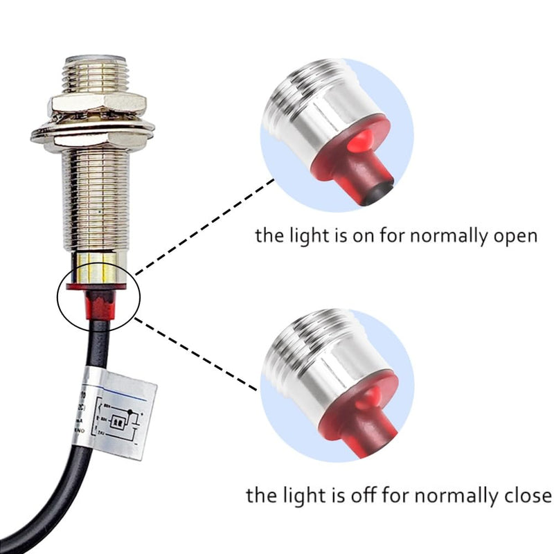 NJK-5002C Hall Effect Sensor M12 Proximity Switch NPN NO 3 Wires Detection Approach Switch 10mm Normally Open (4 Pack)