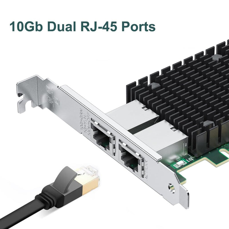 ipolex 10Gb Network Card Intel X540-T2 PCIE NIC Ethernet Card, Dual RJ45 Port, Intel X540-BT2 Controller, 10G Converged Network LAN Adapter, Support Windows/Linux/Vmware/ESX/Freebsd Server 2xRJ45 1pc