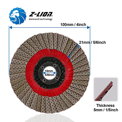 Z-LION 2 Pcs 4" Flap Sanding Disc Diamond Electroplated Grit 60 Sanding Sandpaper Wheel