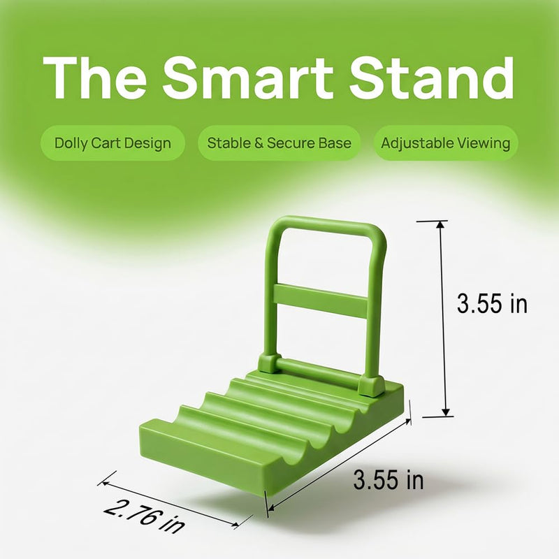Non-Slip Grooved Desk Phone Stand, Portable Plastic Cellphone Holder, Bedroom Office Counter Travel Desktop Smartphone Supporting Accessory,Green green