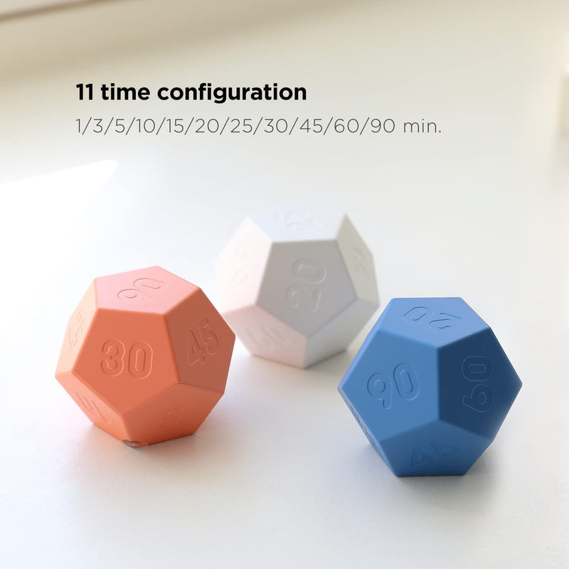 mooas Dodecagon Time Ball Rechargeable Mini Timer (White), 11 Preset Times, Desk & Study Productivity Timer, Sound/Vibrate/Mute, Easy to Use White