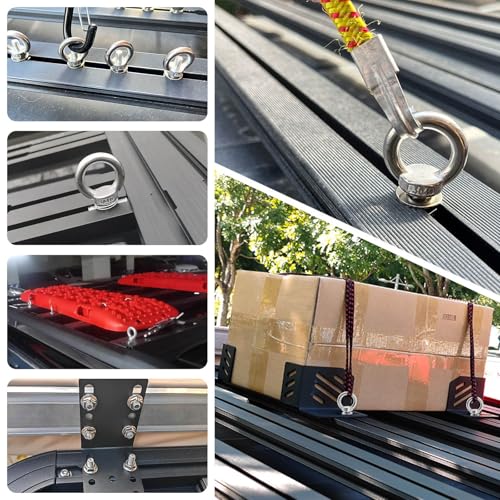 6pcs T Track Mount Tie Down Anchor Kit M10 for Roof Rack 304 Stainless Steel with Nuts & Lifting Eye Bolts for 4WD Awnings & Accessories M10(35mmx20mmx5mm)