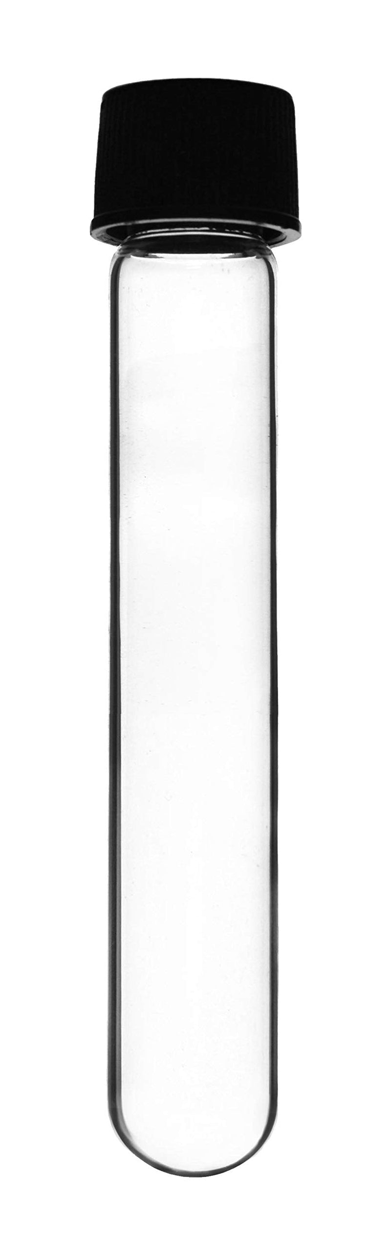 EISCO 24PK Test Tubes, 30ml - Bakelite Screw Cap with Rubber Liner - Borosilicate 3.3 Glass - 3.9" x 1" - Round Bottom - Leak Proof 24