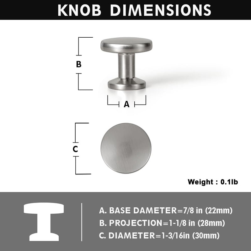 Set of 12 Sleek Satin Nickel Cabinet Knobs with Cylindrical Stem – Modern Kitchen Drawer Handles Minimalist Dresser Hardware