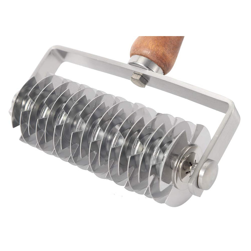 Shipenophy Pastry Lattice Roller Cutter, Stainless Steel Roller Knife Lattice Pie Crust Cutter with Wood Handle, Dough Lattice Roller Cutter Kitchen Cooking Baking Tools for Dought Cookie Pie Pizza