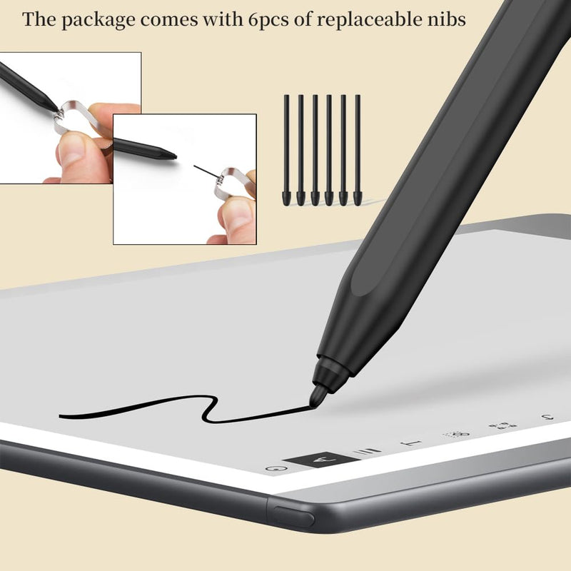 Stylus for Remarkable 2/1 Pen,EMR Pen with Flip Eraser,4096 Pressure Levels & Tilt Support,Palm Rejection,Magnetic Attraction, No Charging Needed, Includes 9 Extra Nibs (Black) Black