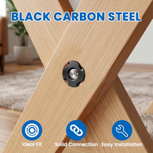 Mellewell M6 T-Nuts, Black Zinc Plated Steel 4-Pronged Tee Nut for Wood, Rock Climbing Holds, Furniture, 4-Jaw Threaded Insert for Bolts and Screws, 100 Pack Black Carbon Steel