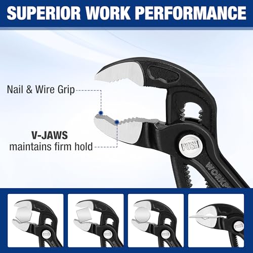 WORKPRO 2 PCS 7-Inch Pliers Wrench & Groove Joint Pliers Set, Quick Adjust 7 inch & 7 inch