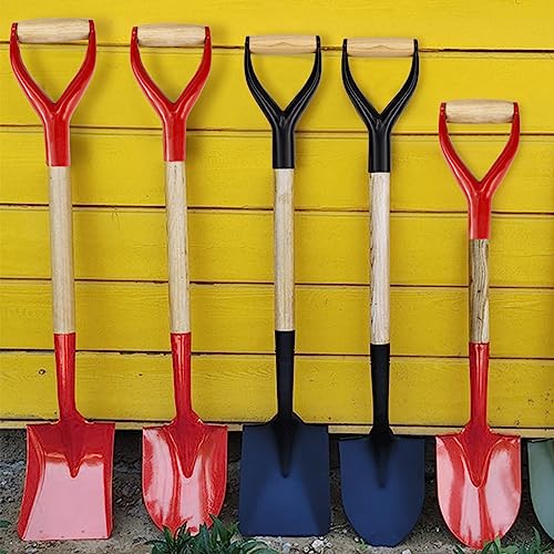 Shovel Y Grip Handle 3.1cm Inner Diameter Metal Shovel Replacement Handles Garden Accessories Handles with Wooden Grip for Digging Raking Tool （Red） Color 3