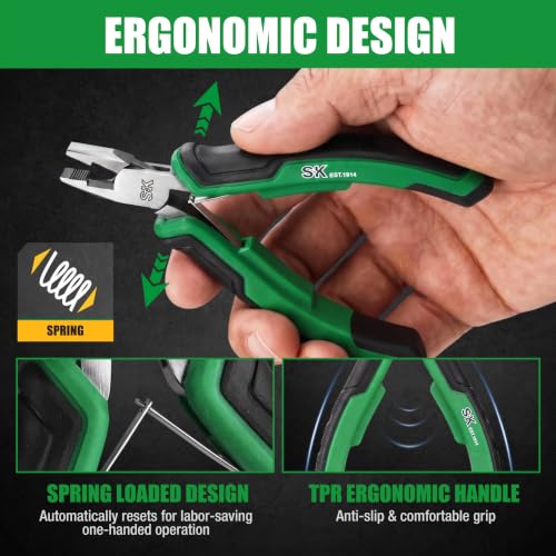 SK 5-Piece Mini Pliers Set, Box Joint Small Pliers with Zipper Pouch