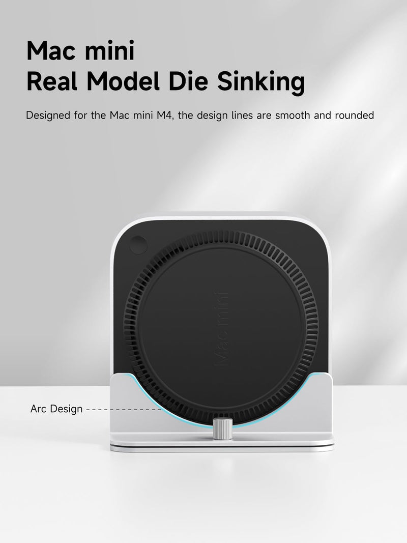 Hagibis Vertical Stand for Mac Mini M4, Aluminum Alloy Laptop Stand Anti-Slip Computer Holder Desktop Stand Compatible with M4 Chip Mac Mini Pro