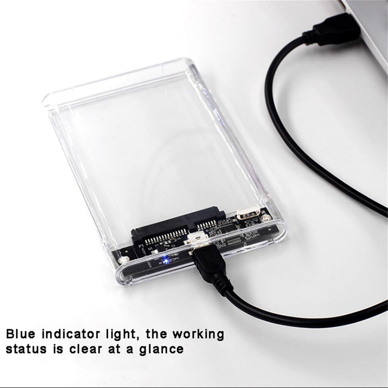 Transparent 2.5-inch Hard Drive Enclosure, USB 3.0/USB 3.1 to SATA III External Hard Drive case Adapter, SSD and HDD 9.5mm/7mm, Compatible with PS4, Xbox, PC, TV, and Laptop, Tool-Free Installation USB 3.1 Silver Adapter