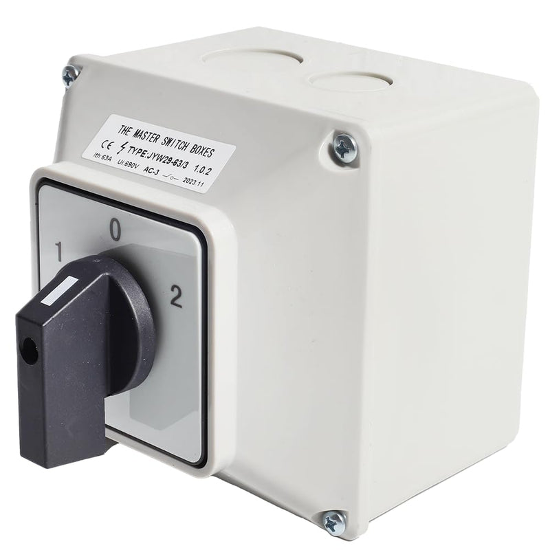 3 Phase Rotary Changeover Switch 690V 63A Universal Cam Conversion Switch 3 Position 12Terminal Main Switch Box JYW29-63/3 D303