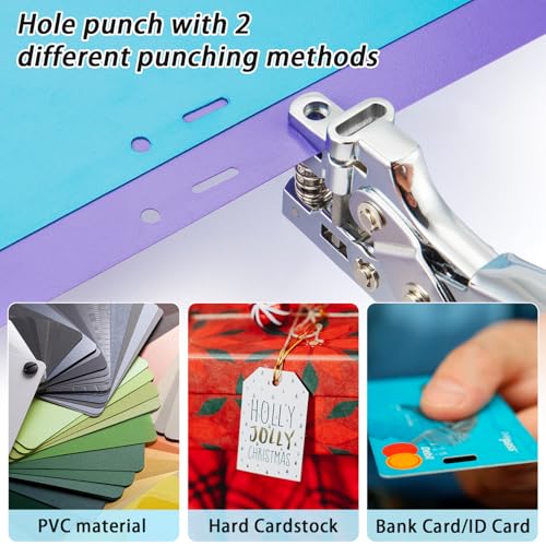  [AUSTRALIA] - 2-in-1 Round & Slot Badge Hole Punch, Handheld Card Puncher for ID & Tag