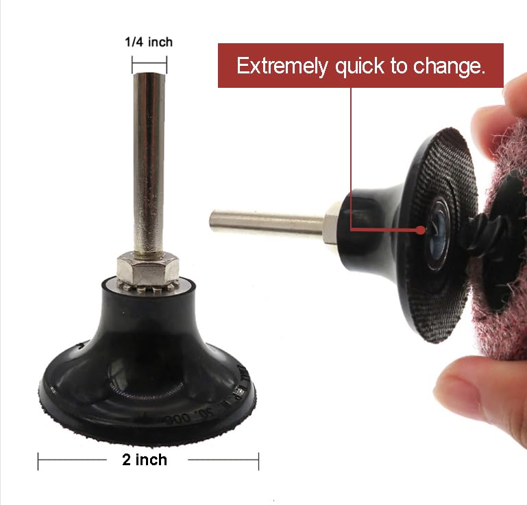 2 Inch Sanding Discs Assortment,Surface Conditioning Discs,Quick Change Design,Coarse/Medium/Fine 60 Pcs and 1/4'' Pad Holder 1Pcs. Brown-Coarse,Red-Medium,Blue-Fine