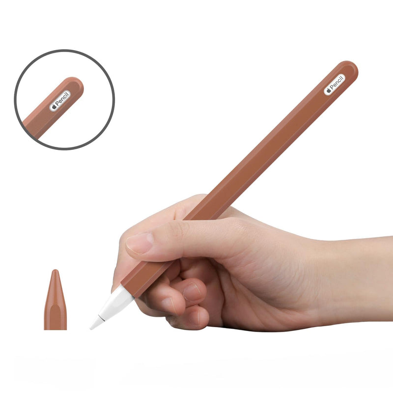 MoKo Pencil Case for Apple Pencil 2nd Generation/Apple Pencil Pro, [2 Pieces] Protective Silicone Apple Pencil 2nd Generation Pencil Holder Sleeve and Protective Nib Cover for Apple Pencil 2 - Brown