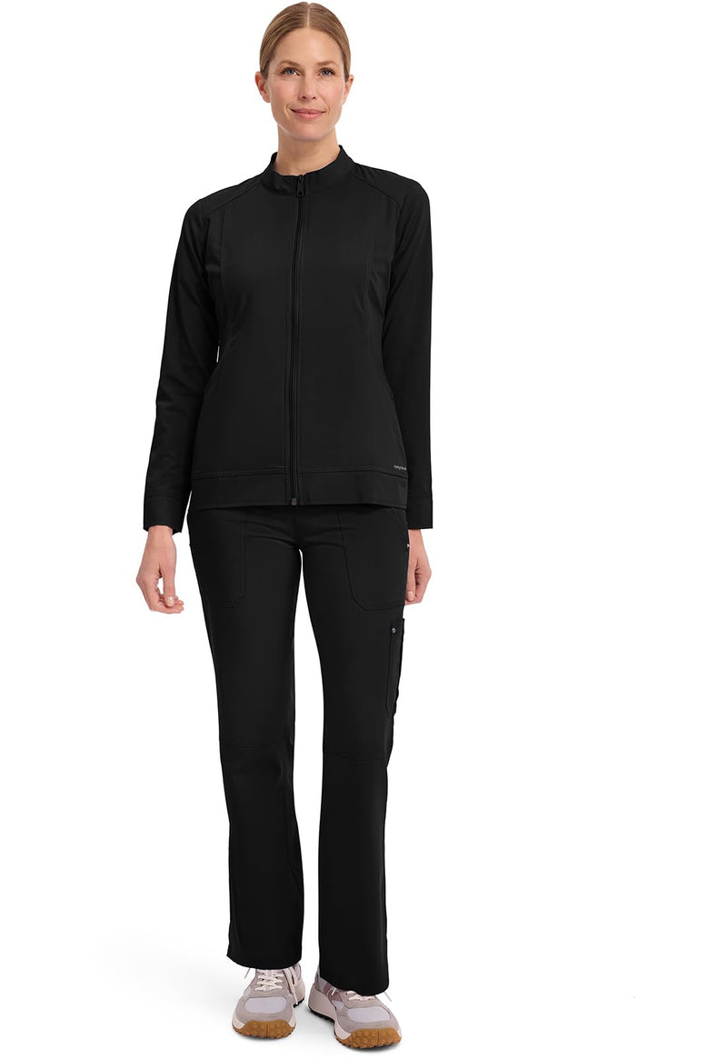 Healing Hands Women's Scrub Jacket, Zip-Up Front with 2-Way Stretch Comfort & Big Kangaroo Pockets 5038 Black X-Large