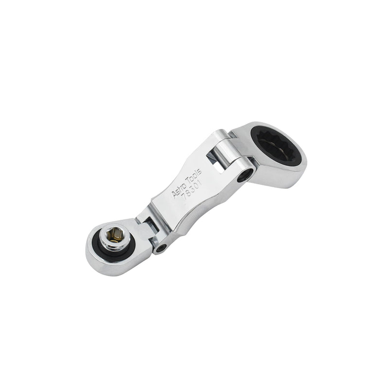 Astro Tool 78301 Stubby Ratcheting Flex Head Double Box End Wrench for Nano Sockets