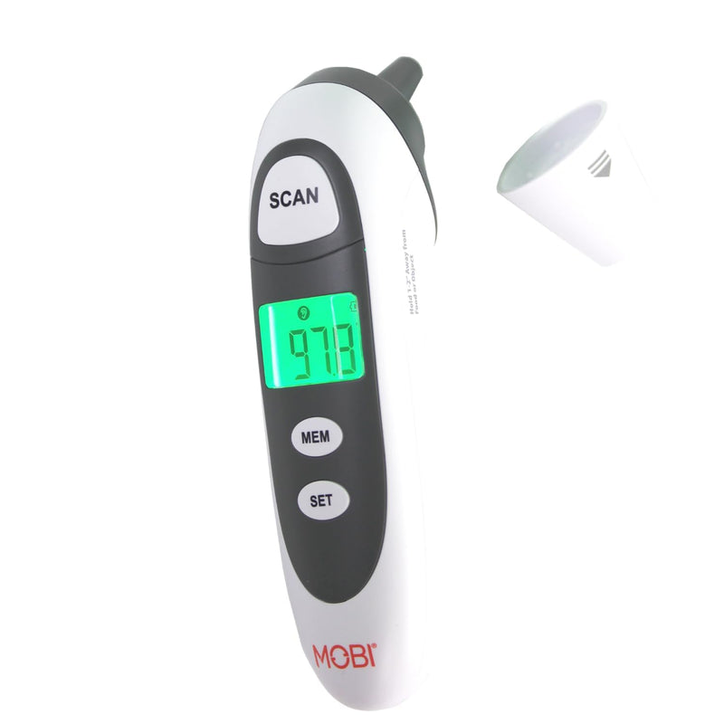 MOBI DualScan Prime Ear & Forehead Thermometer for Baby, Kids & Adults, Digital Infrared, Food & Bottle & Room Mode, 1‑Second Reading, Memory Recall