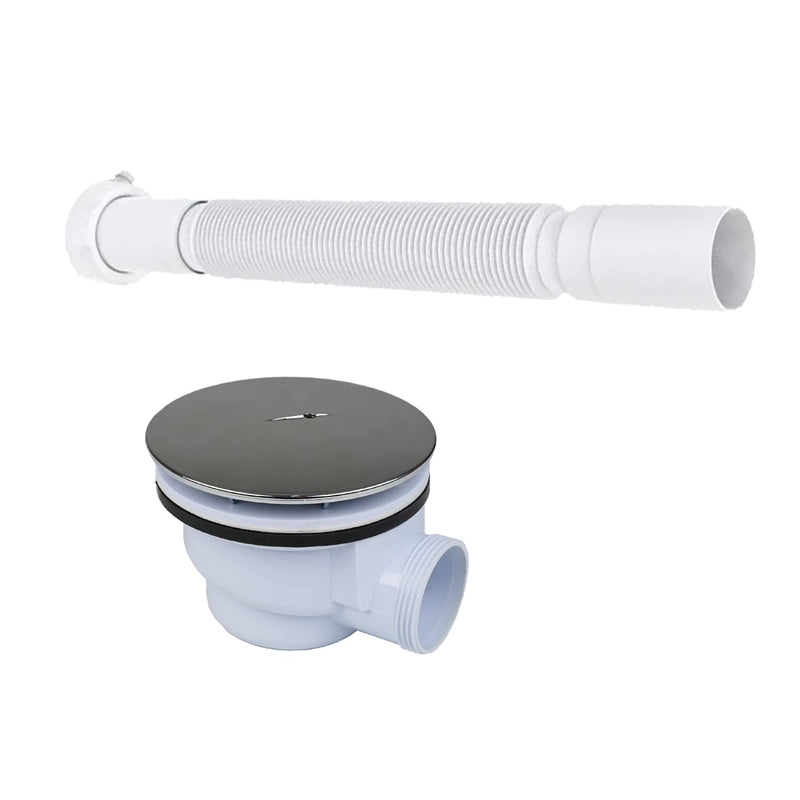 90 Degree Low Profile 1.5" Shower Drain Trap With Side Outlet Assembly for Replacement Shower Base, PVC