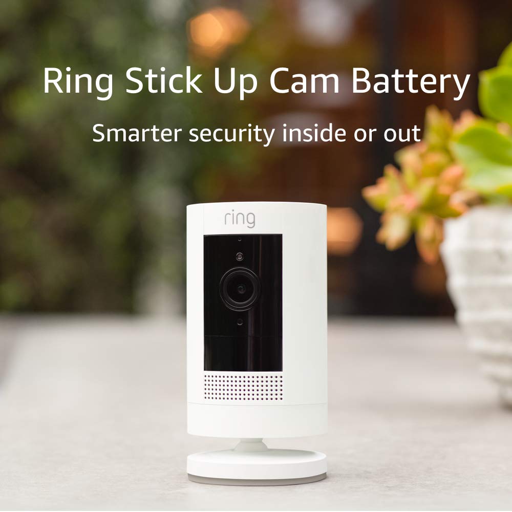 Certified Refurbished Ring Stick Up Cam Battery HD security camera with custom privacy controls, Simple setup, Works with Alexa - White 1 Cam