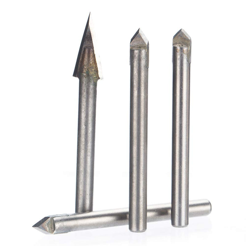 HUHAO 5PCS 30 DegreeV Bit Engraving 2 Flute CNC Router Bits 6mm Shank Engraving Bits for Marble Granite Bluestone Woodworking 30°*10*6 5PCS
