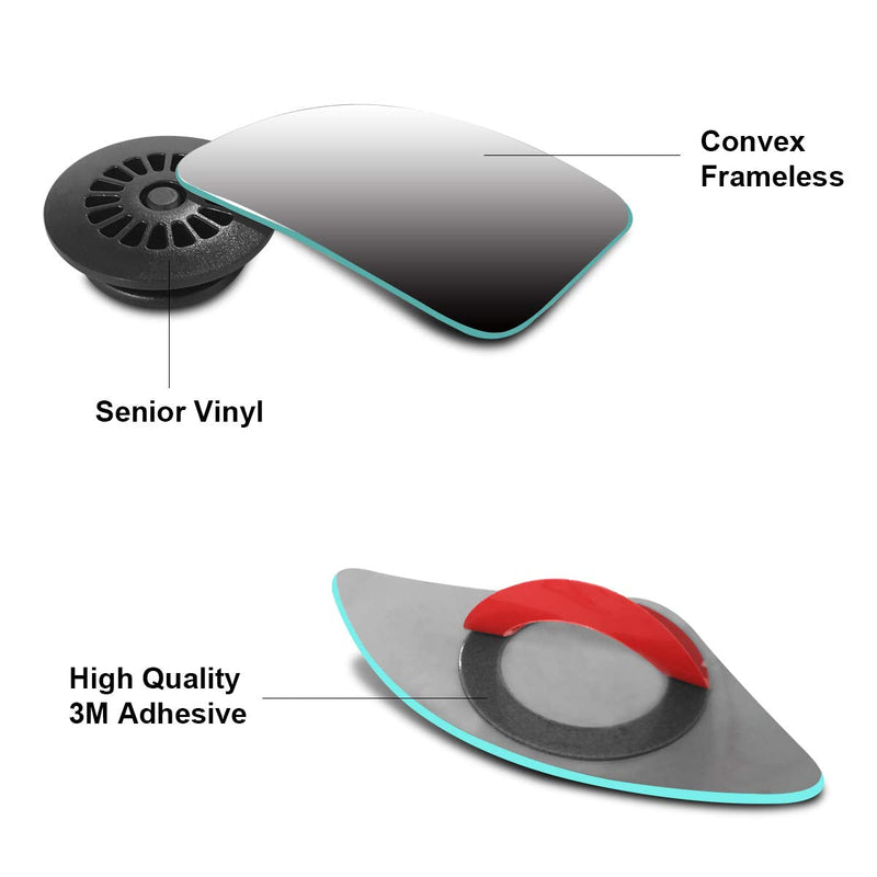 POMFW Blind Spot Mirror, 2 inch Rearview Convex Side Mirrors for Cars SUV Truck Van Stick on 3M Adhesive, Rear View HD Glass Frameless Sway Rotate adjustable Wide Angle 2PCS (Fanshaped) Fanshaped