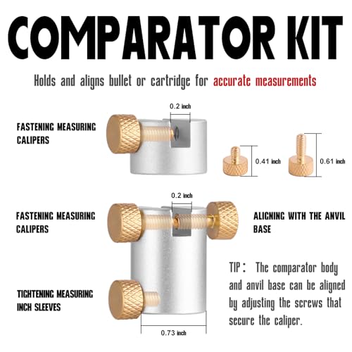 Bullet & Headspace Gauge Comparator Kit, Reloading Equipment 22pcs Bullet and Headspace Comparator Kit