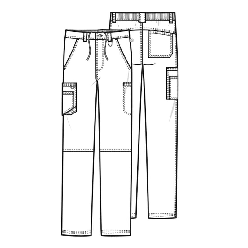Cherokee Infinity Men Scrub Pants, 6 Pockets, Tapered Leg with Zip Fly Front and Inside Functional Drawstring Cargo - CK200A Large Black